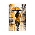 Artronauts Glass Print Yellow Umbrella Walker Glass Wall Art