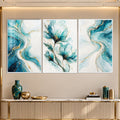 Aqua Floral with white frame