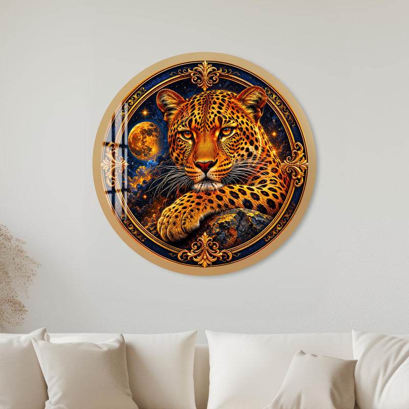 Celestial Golden Leopard with gold frame