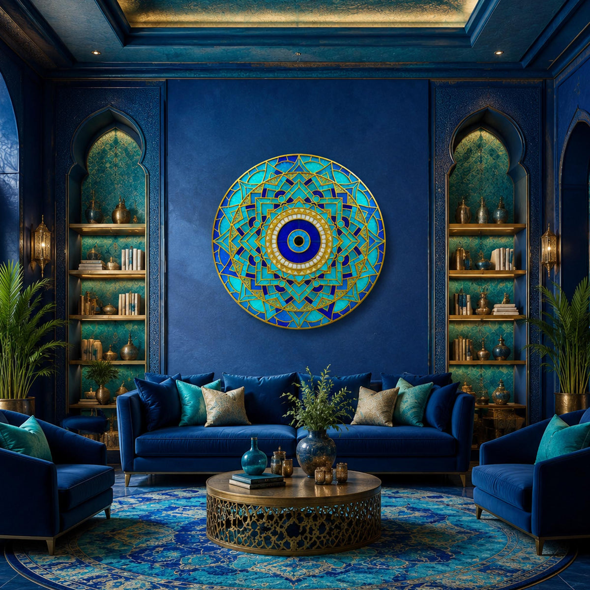 Sapphire Geometric Eye in a modern room