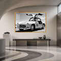Artronauts Glass Print 18x12 cm | 7.1"x4.7" / Gold Classic Gullwing Mercedes Glass Wall Art