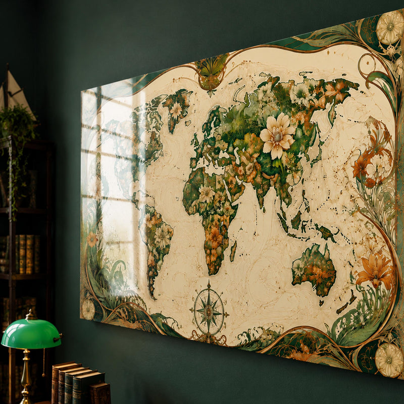 Botanical World Map lifestyle view