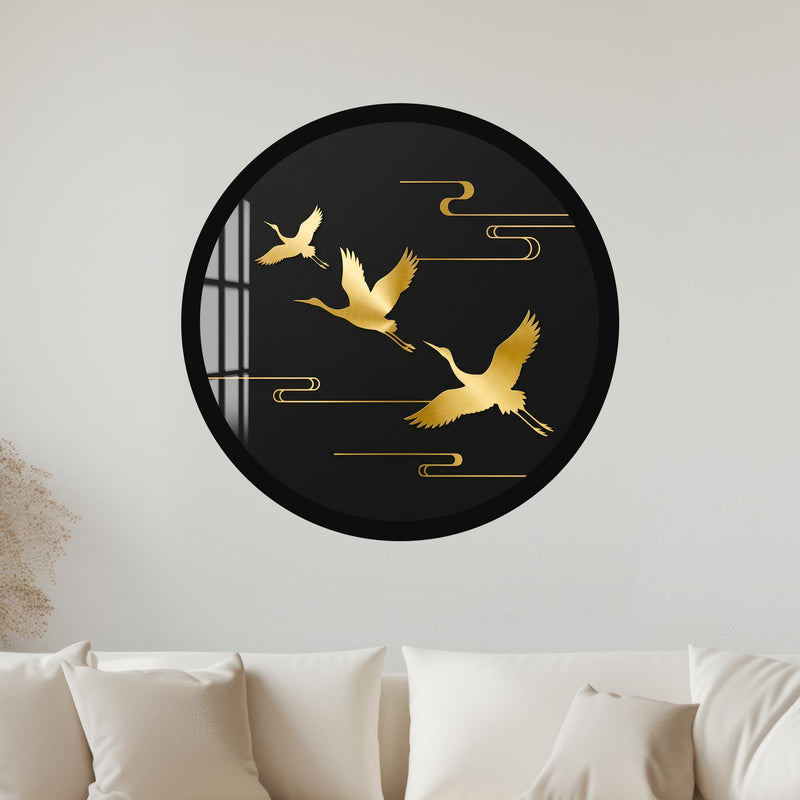 Golden Crane Flight with gold frame