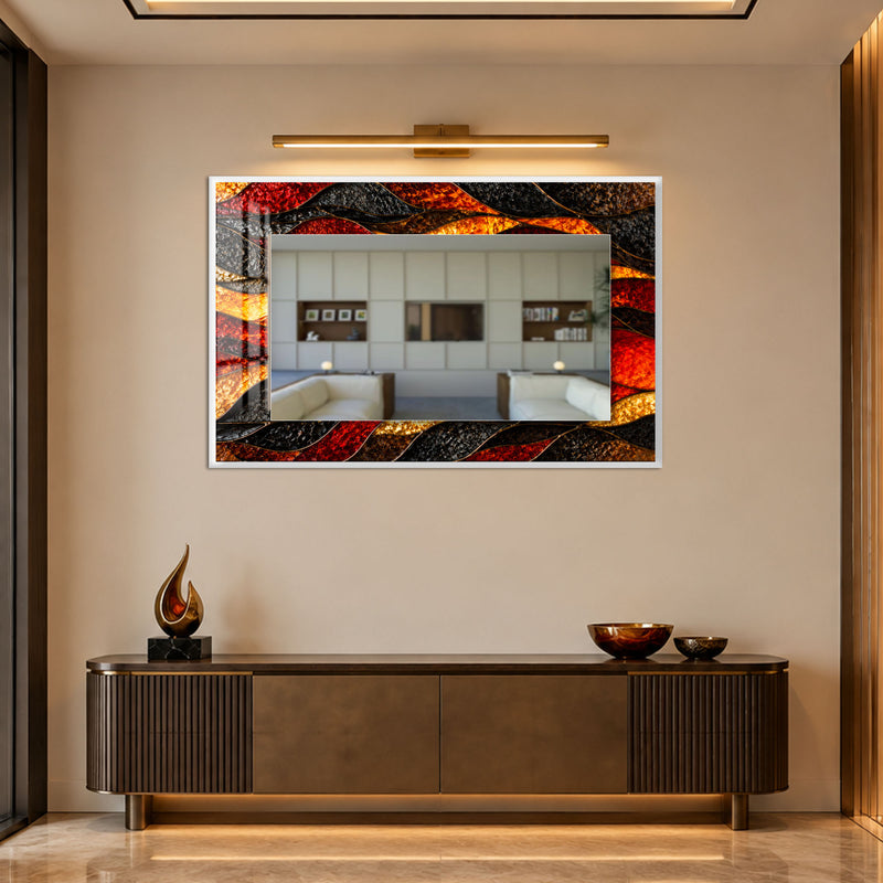Ember Mosaic Waves with white frame