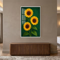 Golden Sunflower Trio with white frame