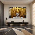 Artronauts Glass Print 18x12 cm | 7.1"x4.7" / Silver Golden Feather Goddess Glass Wall Art