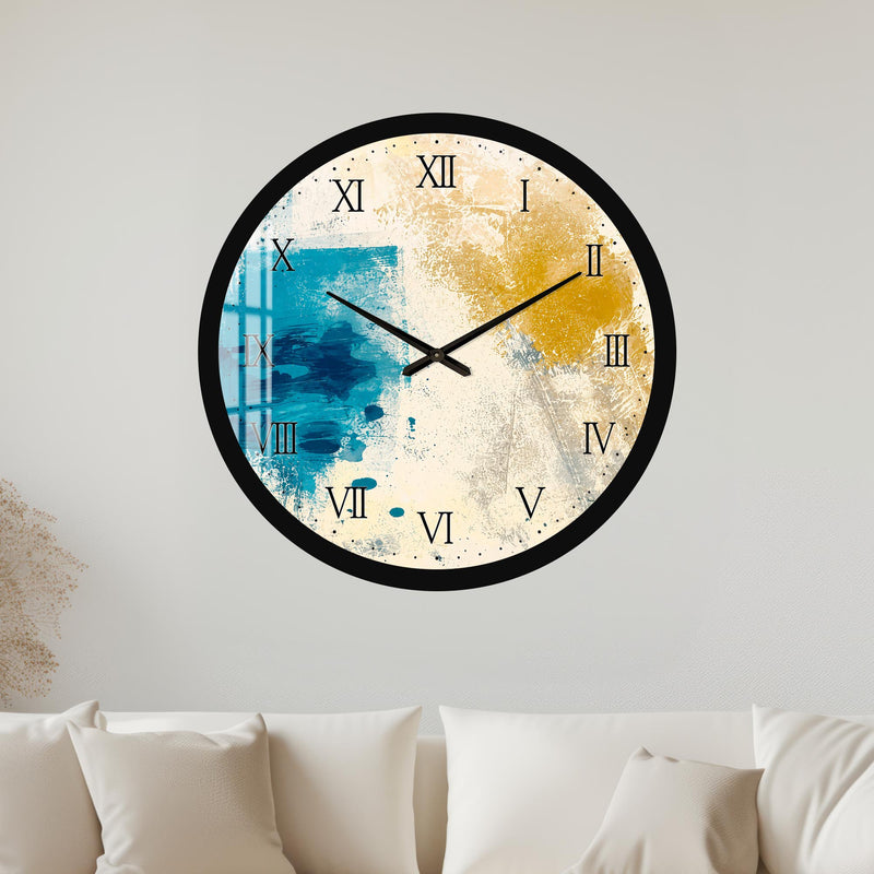 Ochre Aqua Abstract with black frame