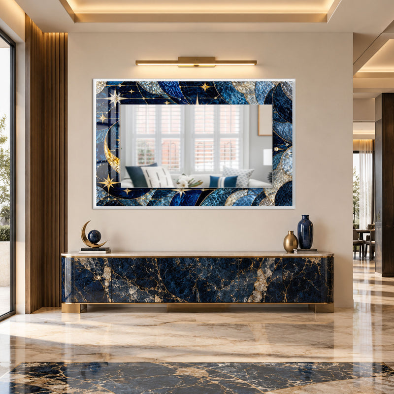 Celestial Sapphire Mosaic with white frame