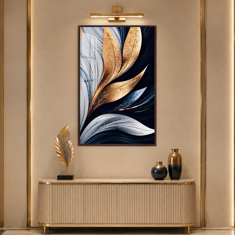 Midnight Metallic Petals with walnut frame
