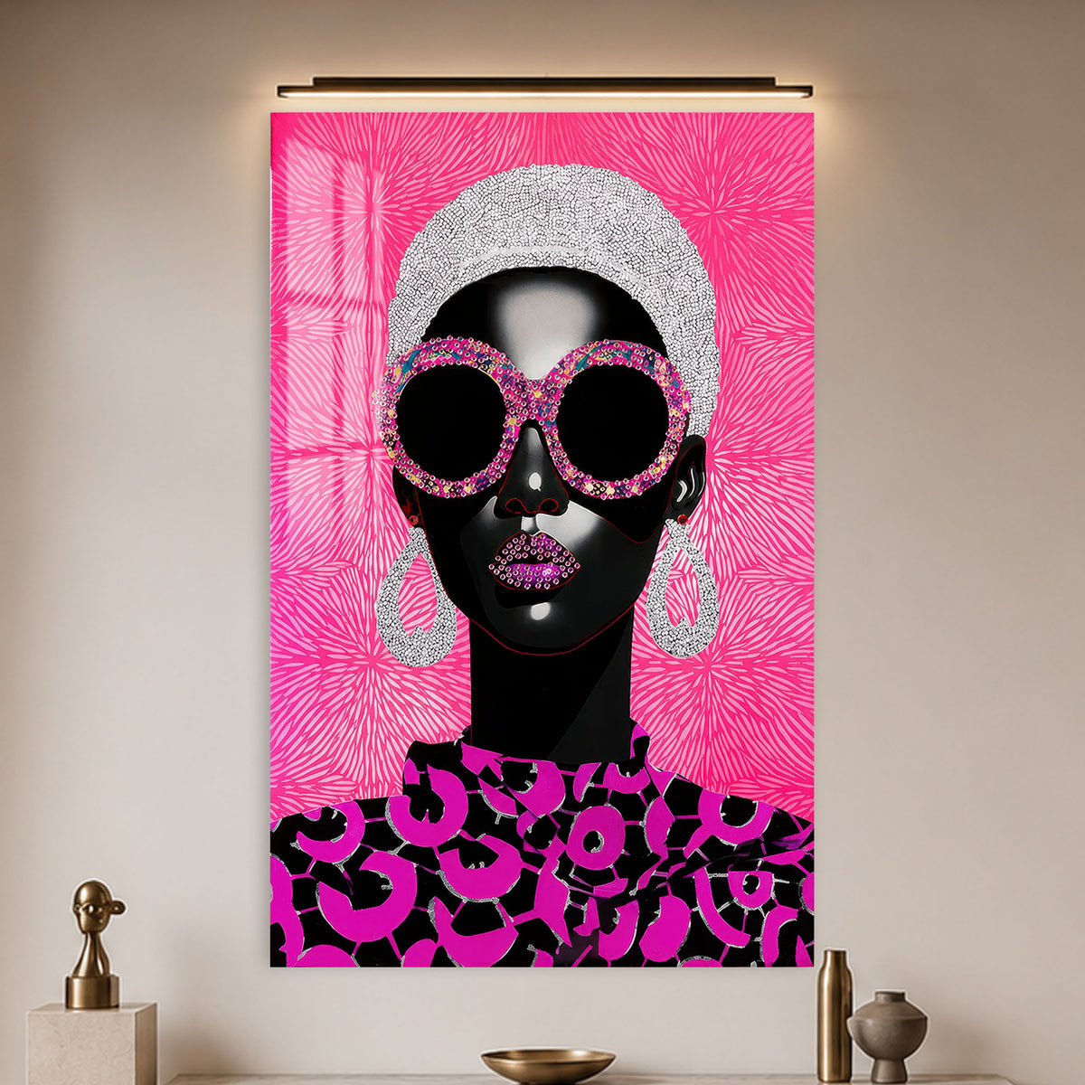 Pink Crystal Diva in a modern room