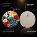 Regal Peacock Garden — tempered glass, ultra HD print, ready to hang