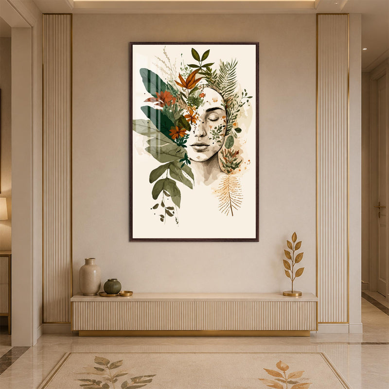 Botanical Serenity with walnut frame
