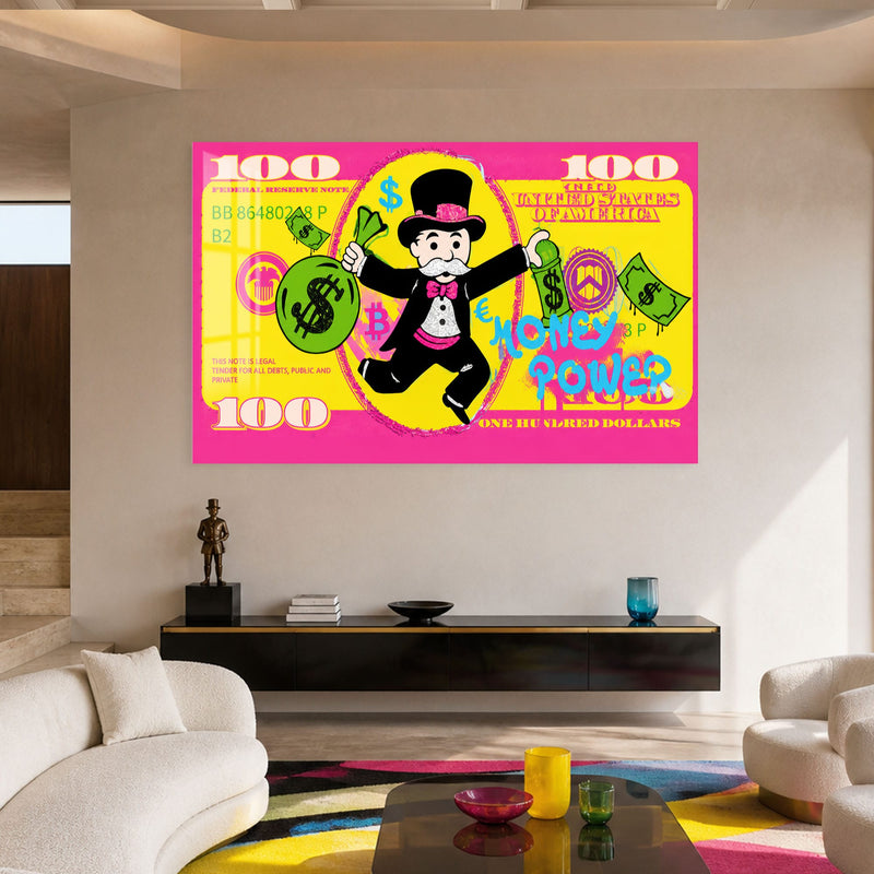 Artronauts Glass Print Money Power Mogul Glass Wall Art