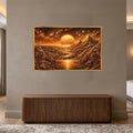 Cyber Sunset Valley with gold frame