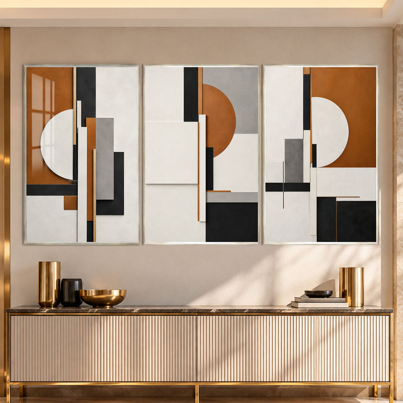 Terracotta Geometric with silver frame