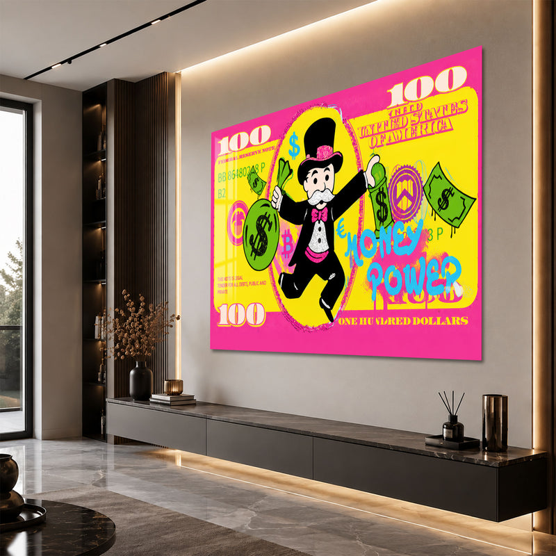 Artronauts Glass Print Money Power Mogul Glass Wall Art