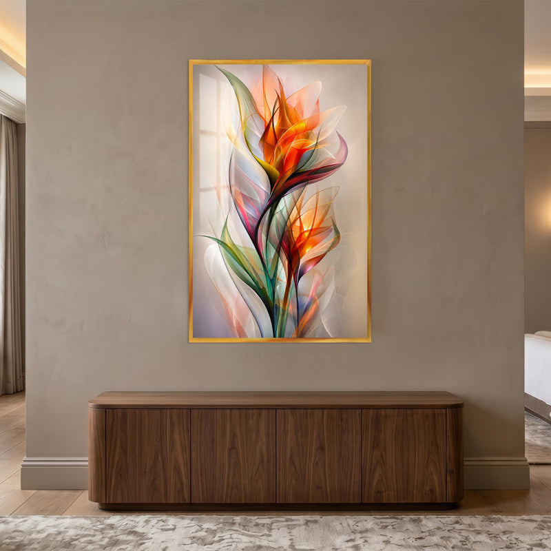 Prismatic Floral Flame with gold frame