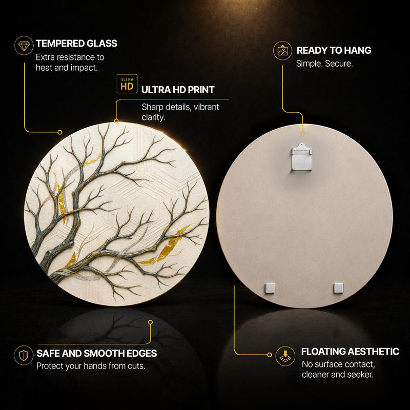 Golden Branches with walnut frame