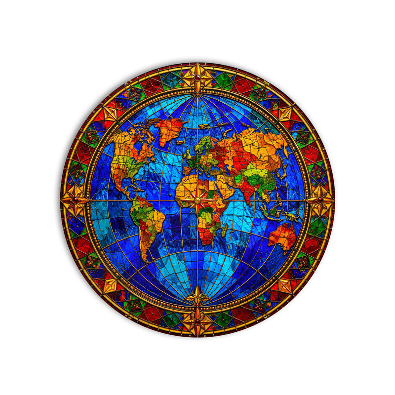 Stained Glass World Map product shot on white background