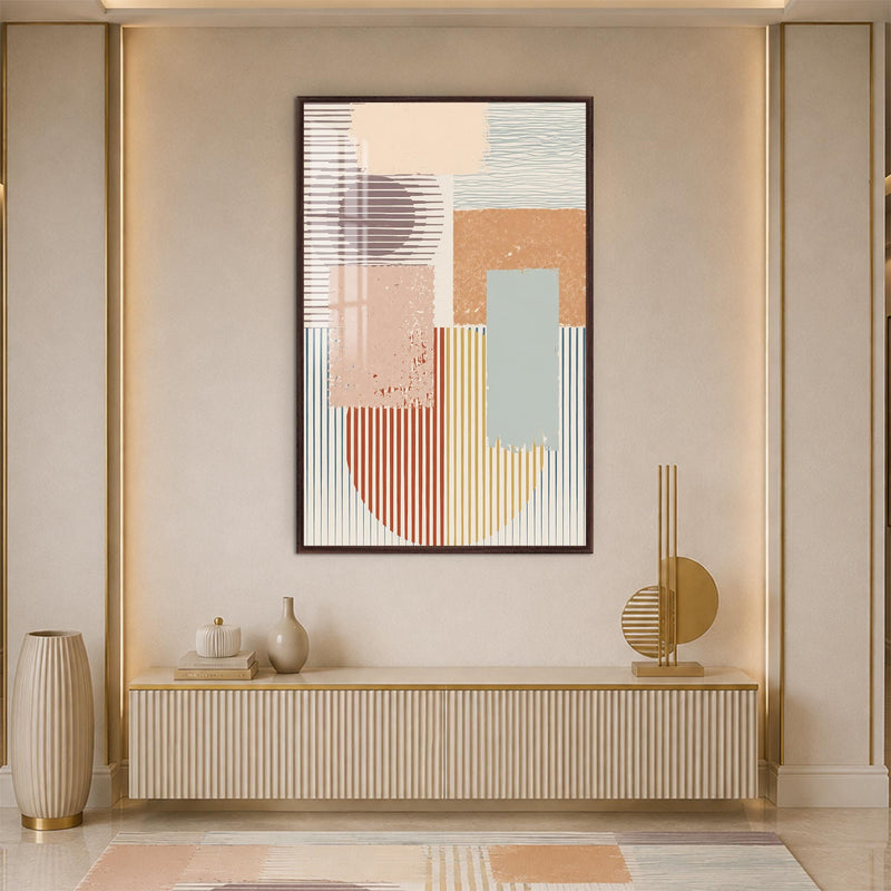 Artronauts Glass Print 12x18 cm | 4.7"x7.1" / Walnut Pastel Geometric Rhythm Glass Wall Art