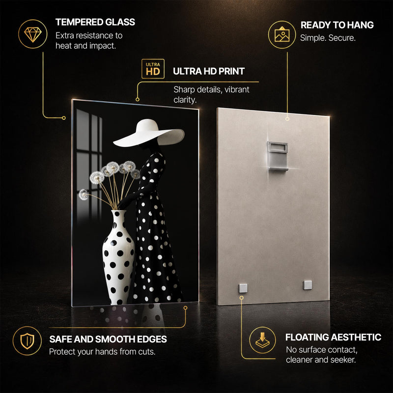 Polka Dot Elegance — tempered glass, ultra HD print, ready to hang