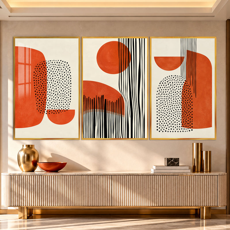 Orange Rhythm with gold frame