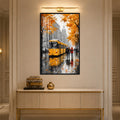 Yellow Tram in Rain with black frame