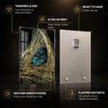 Turquoise Cosmic Core — tempered glass, ultra HD print, ready to hang