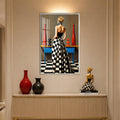 Checkered Couture with silver frame