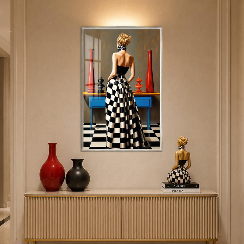 Checkered Couture with silver frame