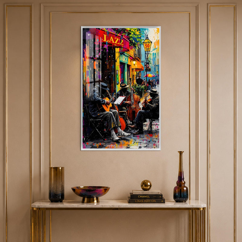 Jazz Street Corner with white frame