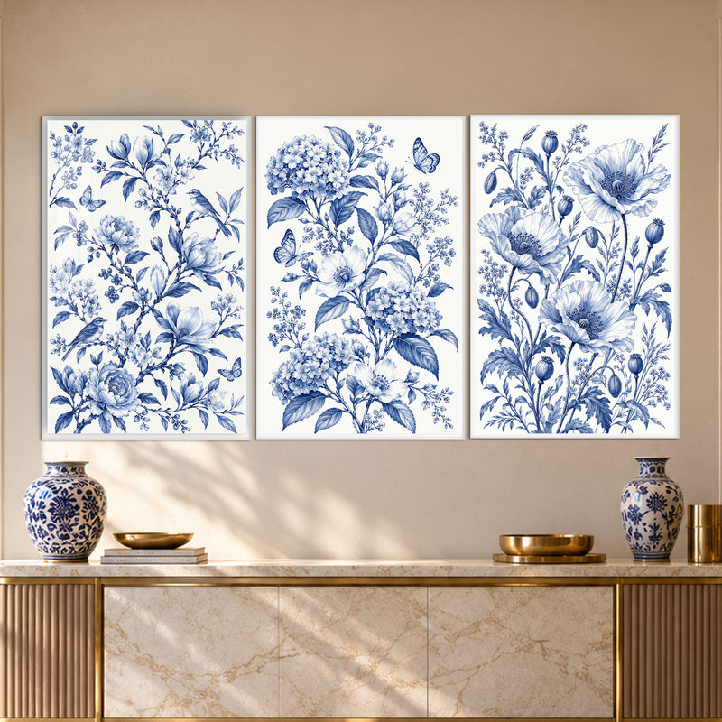 Blue Botanical II with white frame