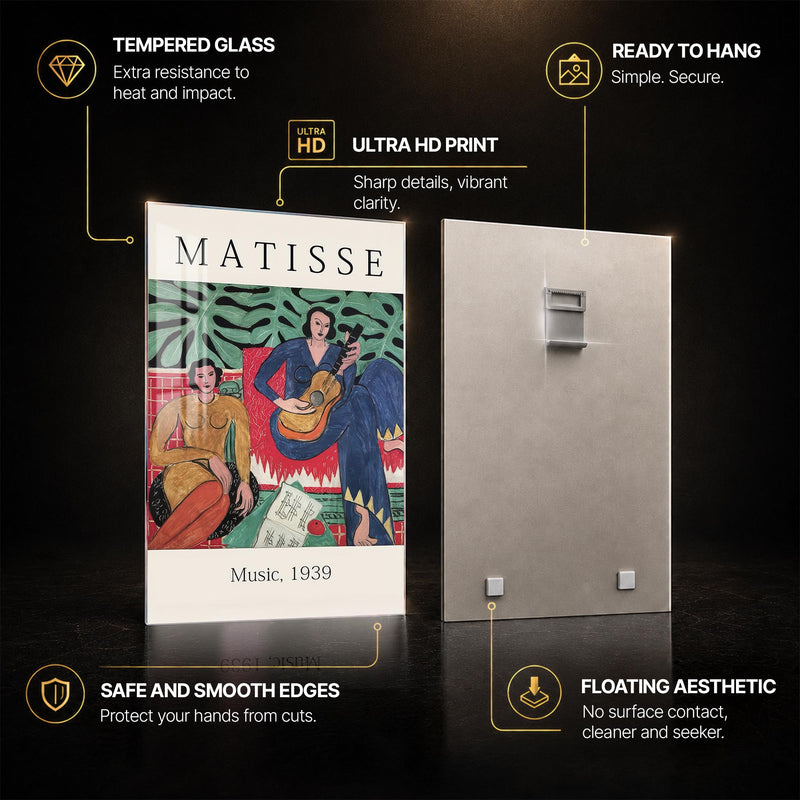 Matisse Music 1939 — tempered glass, ultra HD print, ready to hang