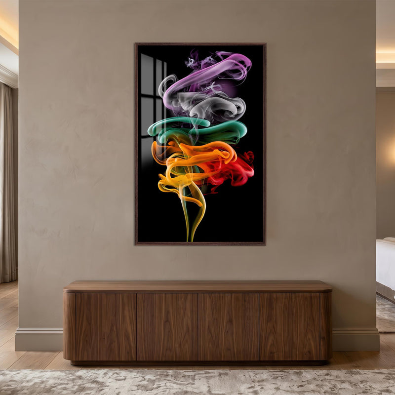 Chromatic Smoke Ribbons with walnut frame