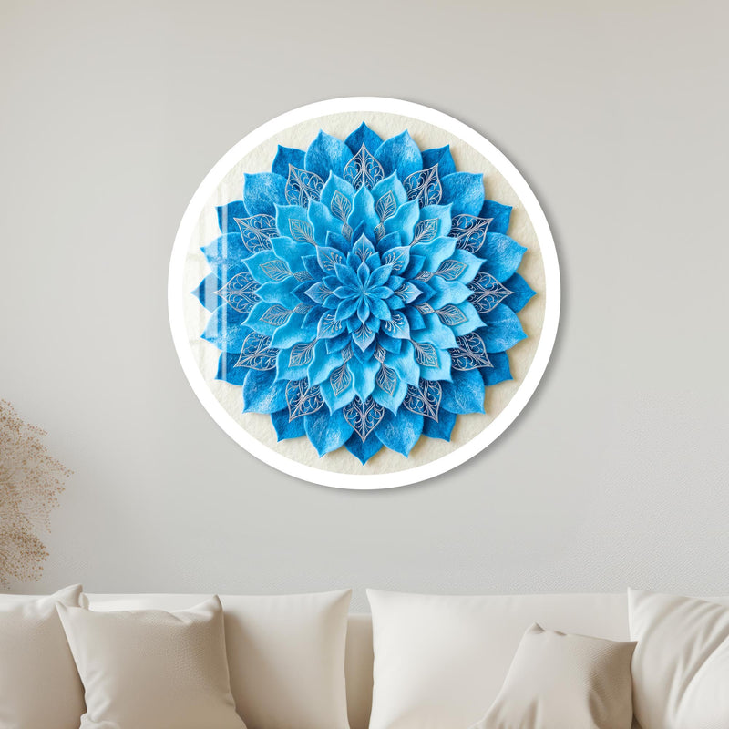 Azure Mandala Bloom with white frame
