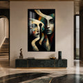 Artronauts Glass Print 12x18 cm | 4.7"x7.1" / Black Twin Reflections Glass Wall Art