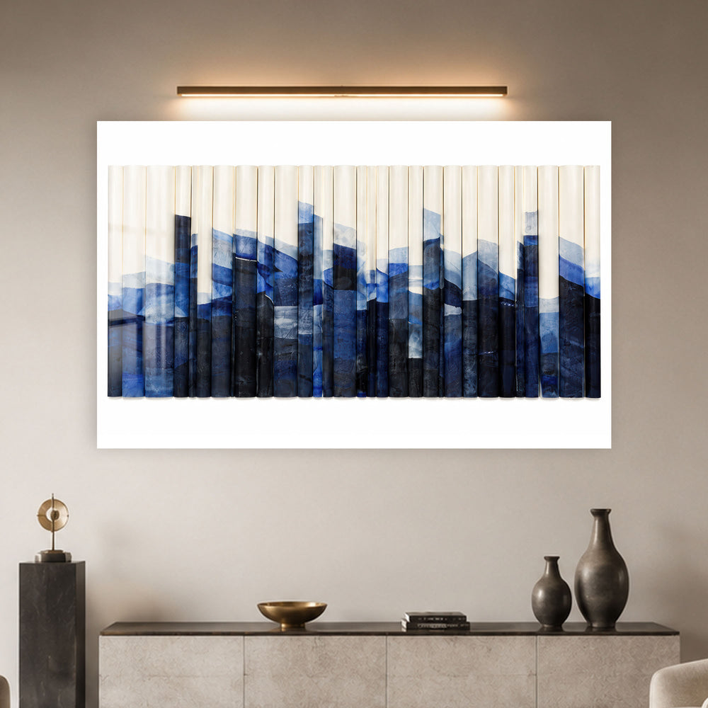 Blue Folded Mountains in a modern room