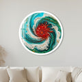 Coral Tide Swirl with white frame