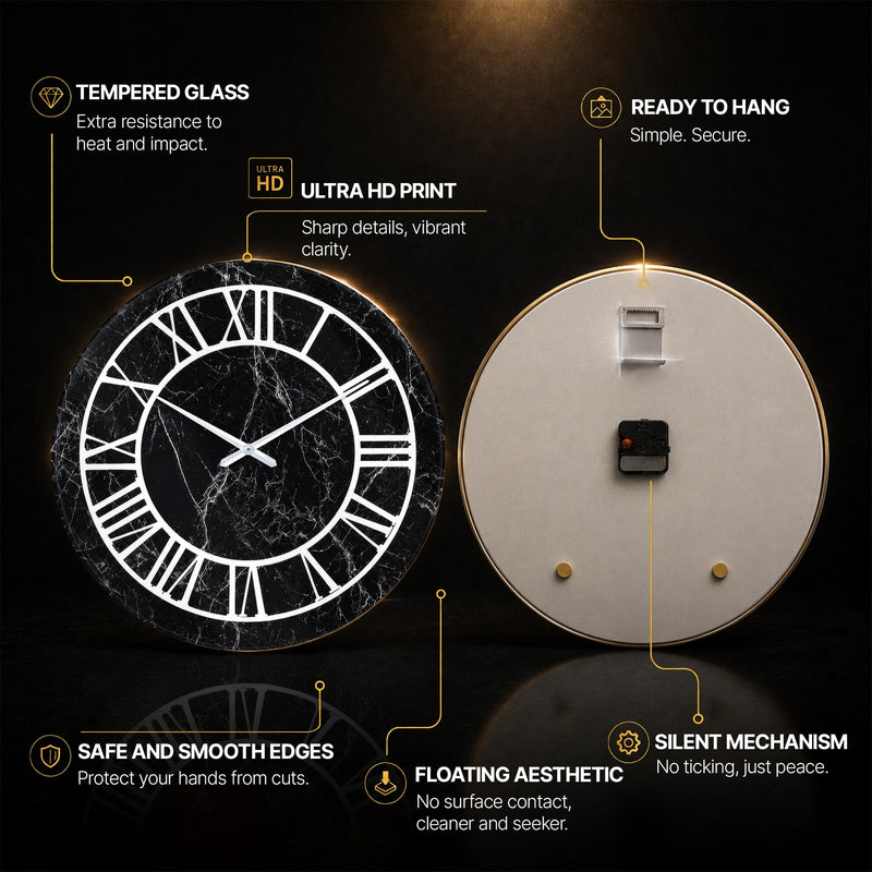 Midnight Marble Roman — tempered glass, ultra HD print, ready to hang