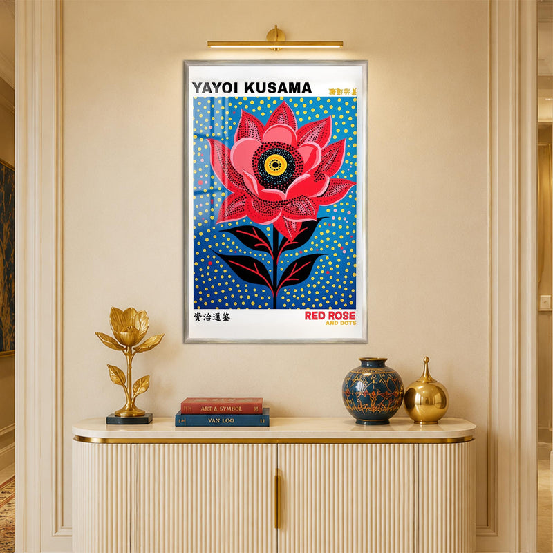 Dotted Red Bloom with silver frame