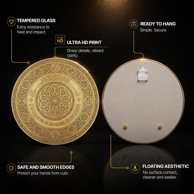 Antique Bronze Names Medallion — tempered glass, ultra HD print, ready to hang