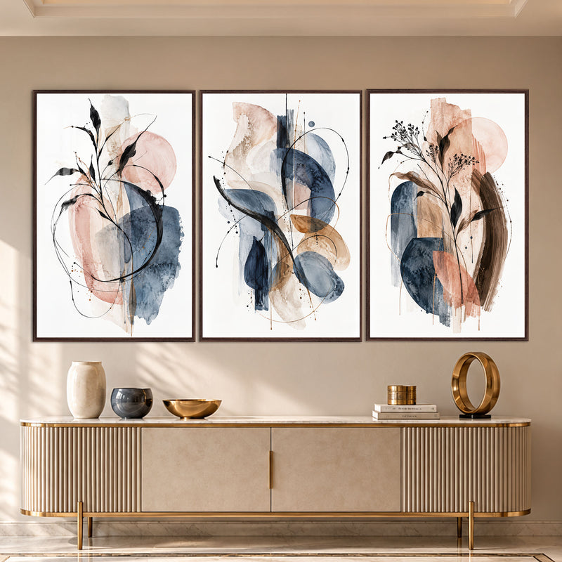 Abstract Botanical with walnut frame