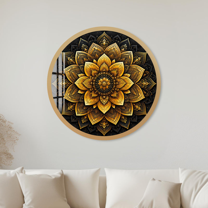 Golden Lotus Mandala with gold frame