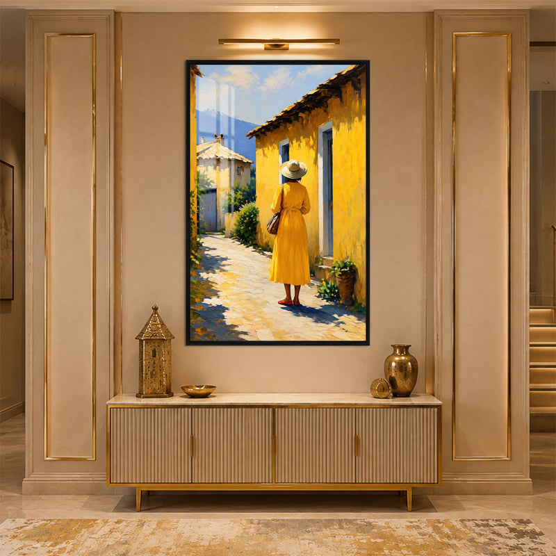 Woman in Yellow Street with black frame