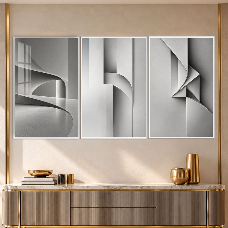 Sculptural Gray with white frame