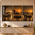 Golden Sunset Sports Cars with black frame