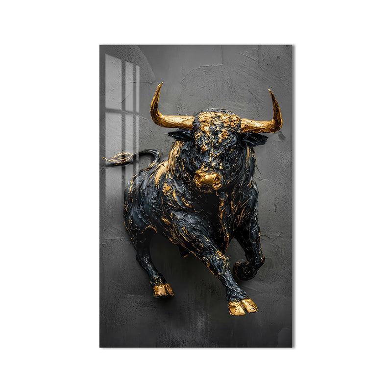 Golden Charging Bull product shot on white background