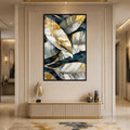 Artronauts Glass Print 12x18 cm | 4.7"x7.1" / Black Metallic Tropical Leaves Glass Wall Art