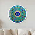 Blue Gold Evil Eye Star Mandala with white frame