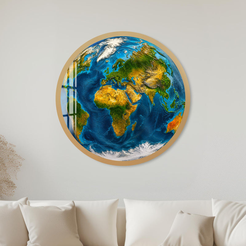 Vivid Earth Globe with gold frame